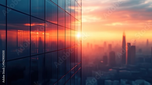 Fototapeta Naklejka Na Ścianę i Meble -  Modern office building at sunset in Shanghai, China