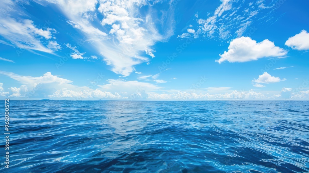 Fototapeta premium Blue sky and sea meeting on the horizon.