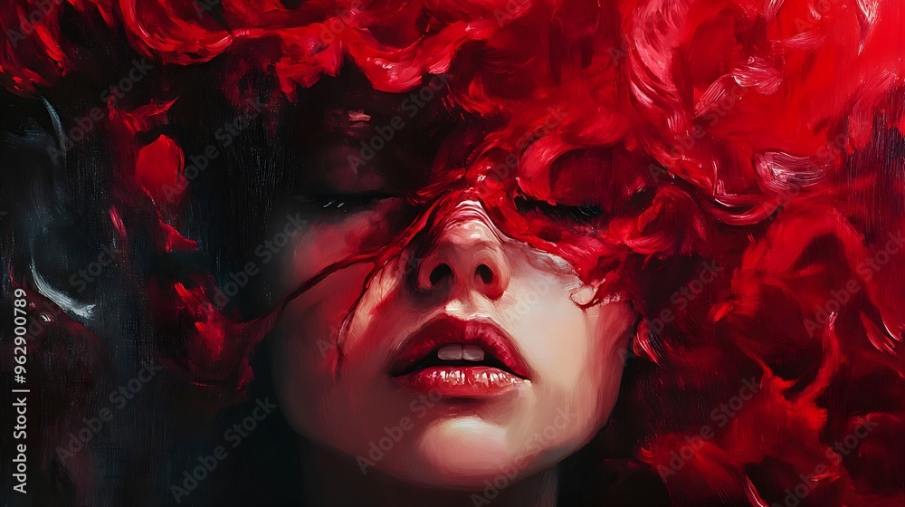 Sensual Portrait of Woman Draped in Red Sensual Portrait of Woman Draped in Red