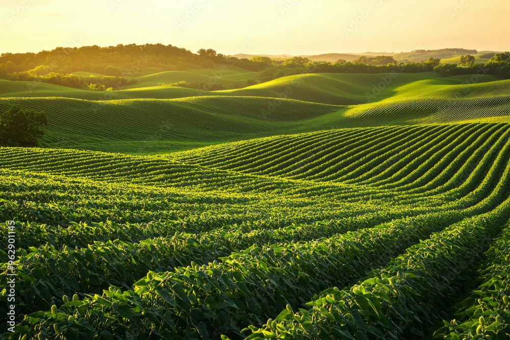 A serene landscape showcasing lush green fields under a warm sunset, highlighting the beauty of nature. A serene landscape showcasing lush green fields under a warm sunset, highlighting the beauty of nature.