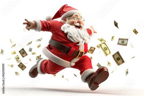 Santa Running with Money photo