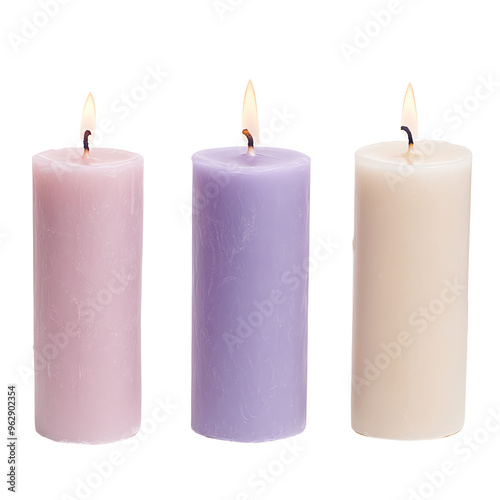 Three elegant pillar candles photo