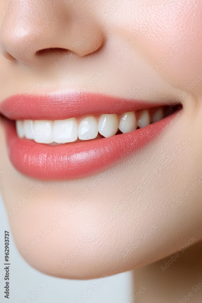 Smiling lips close-up, isolated on white background Smiling lips close-up, isolated on white background