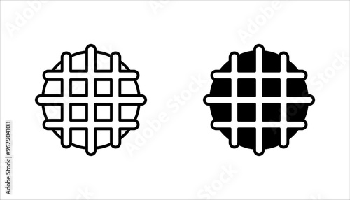Belgian waffles icons set outline vector. Belgium appetizer cream. vector illustration on white background