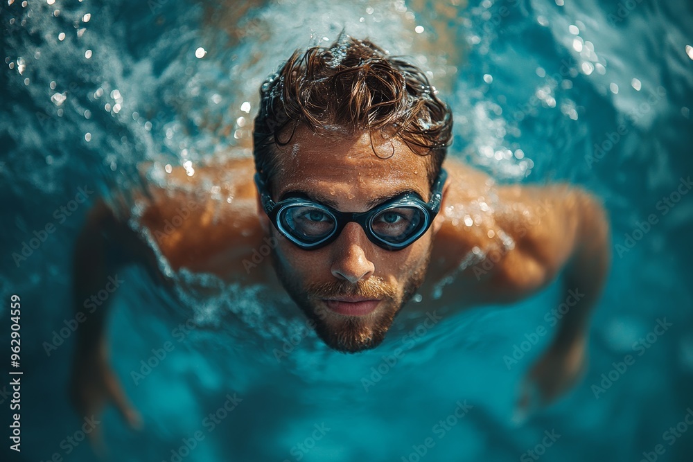 Fototapeta premium Swimmer Swimming in Swimming Pool. Generative AI