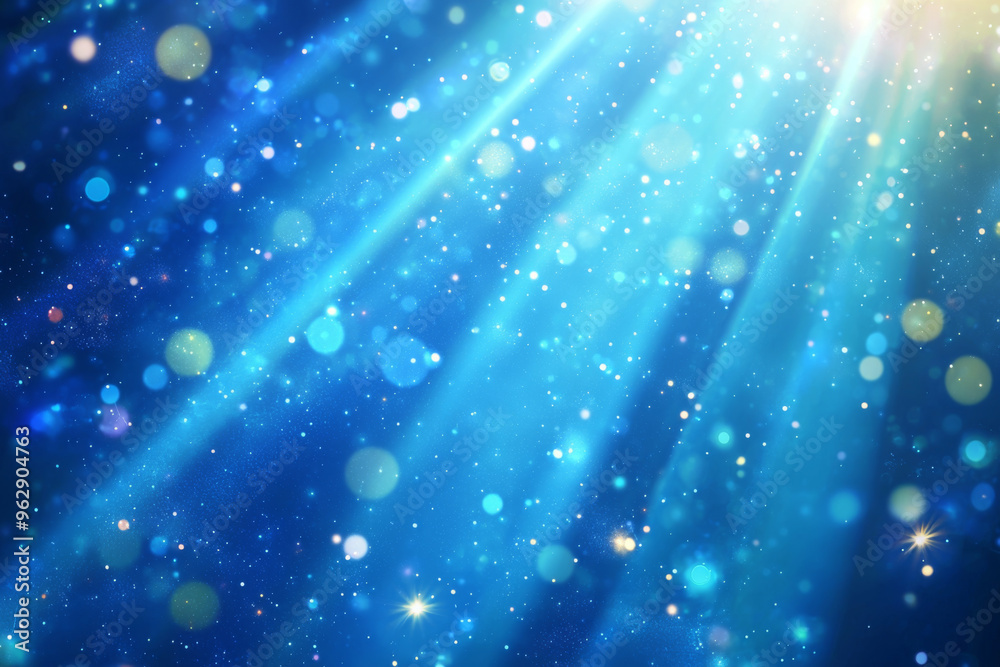 A serene blue background with shimmering light rays and bokeh effects, creating a tranquil and dreamy atmosphere. A serene blue background with shimmering light rays and bokeh effects, creating a tranquil and dreamy atmosphere.