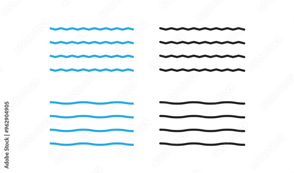 Sea wave icon set. Water logo, line ocean symbol in vector flat Sea wave icon set. Water logo, line ocean symbol in vector flat