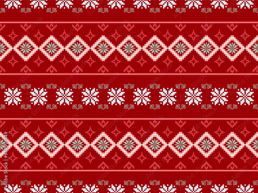 Traditional Red and Black Cross Stitch Floral Pattern
Traditional Red and Black Cross Stitch Floral Pattern