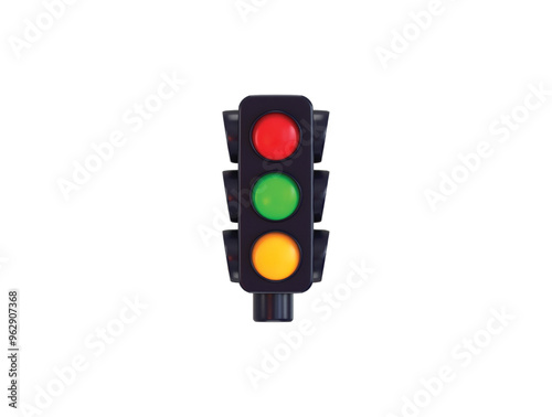 3d traffic light with Changing Light, Traffic signal with Red, Yellow, and Green Light 3d render