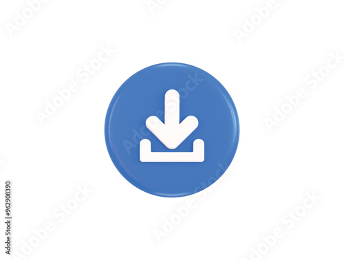 download button icon 3d rendering vector illustration