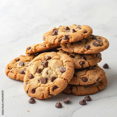 A collection of chocolate chip cookies.