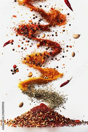 Spices and Herbs Flying in the Air