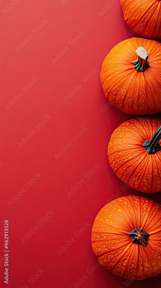 Warm red background with playful pumpkin patterns Warm red background with playful pumpkin patterns