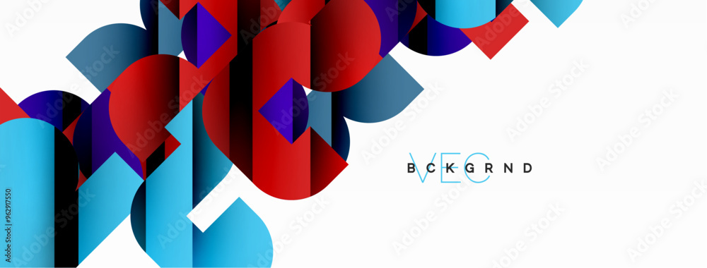 Colorful curve geometric shapes on white Colorful curve geometric shapes on white
