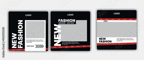 set of social media template for fashion style or garment business suitable for streetwear fashion