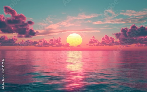 Breathtaking sunset over a calm sea with vibrant colors in the sky