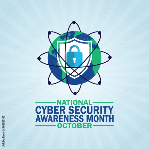 National Cyber Security Awareness Month. October. Holiday concept. Template for background, banner, card, poster with text inscription. Vector illustration