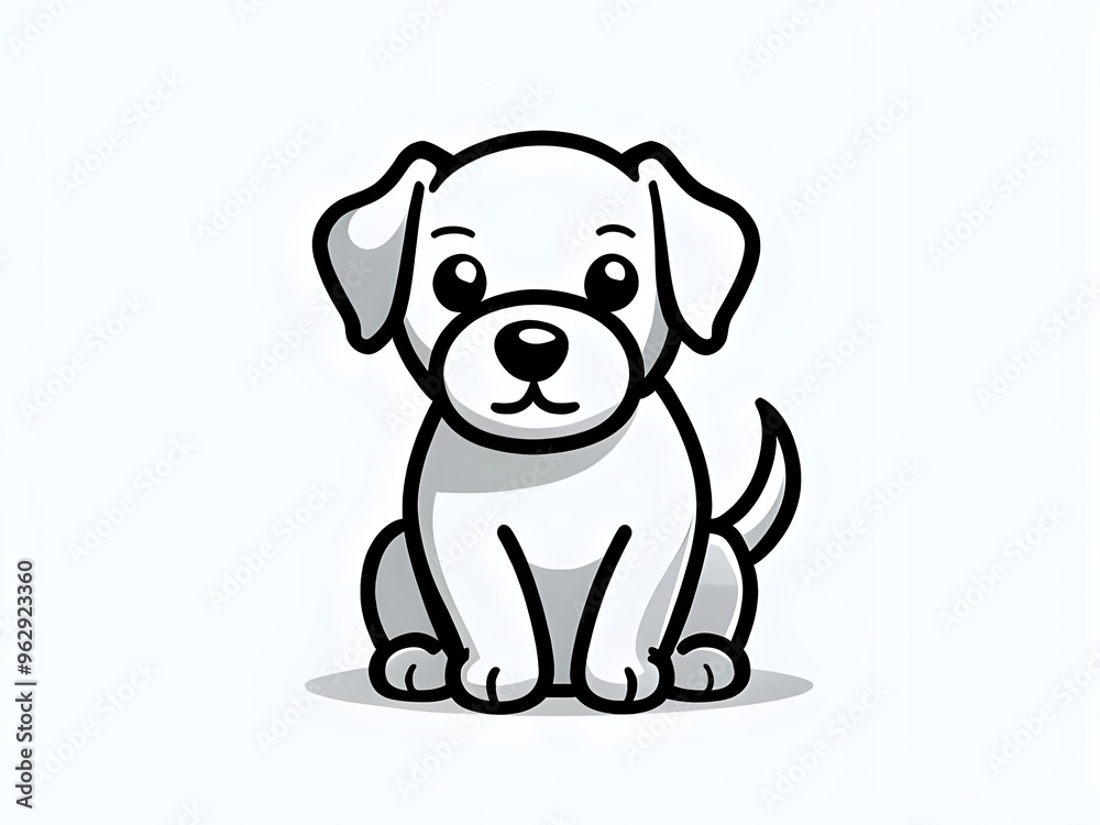 Simple, cartoon like illustration of a small dog sitting down, with smooth outlines and minimal details.
Simple, cartoon like illustration of a small dog sitting down, with smooth outlines and minimal details.