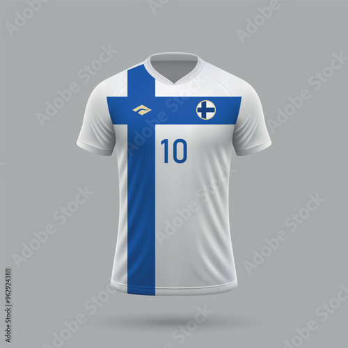 3d realistic soccer jersey Finland national team 2024