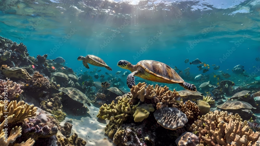 Obraz premium turtle swimming in the ocean