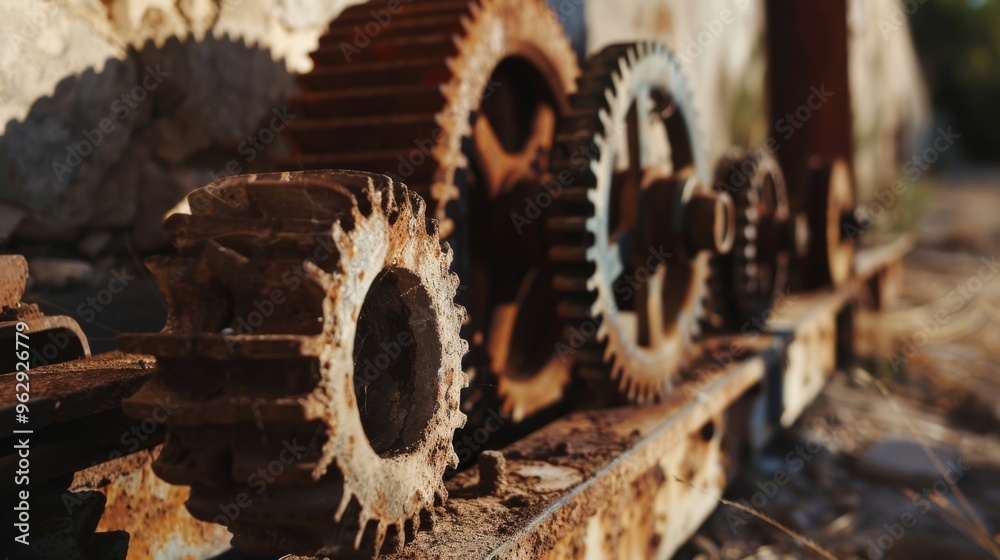 A close-up of rusty, interlocking gears and machinery parts, weathered by time, creating a sense of industrial decay and history. A close-up of rusty, interlocking gears and machinery parts, weathered by time, creating a sense of industrial decay and history.