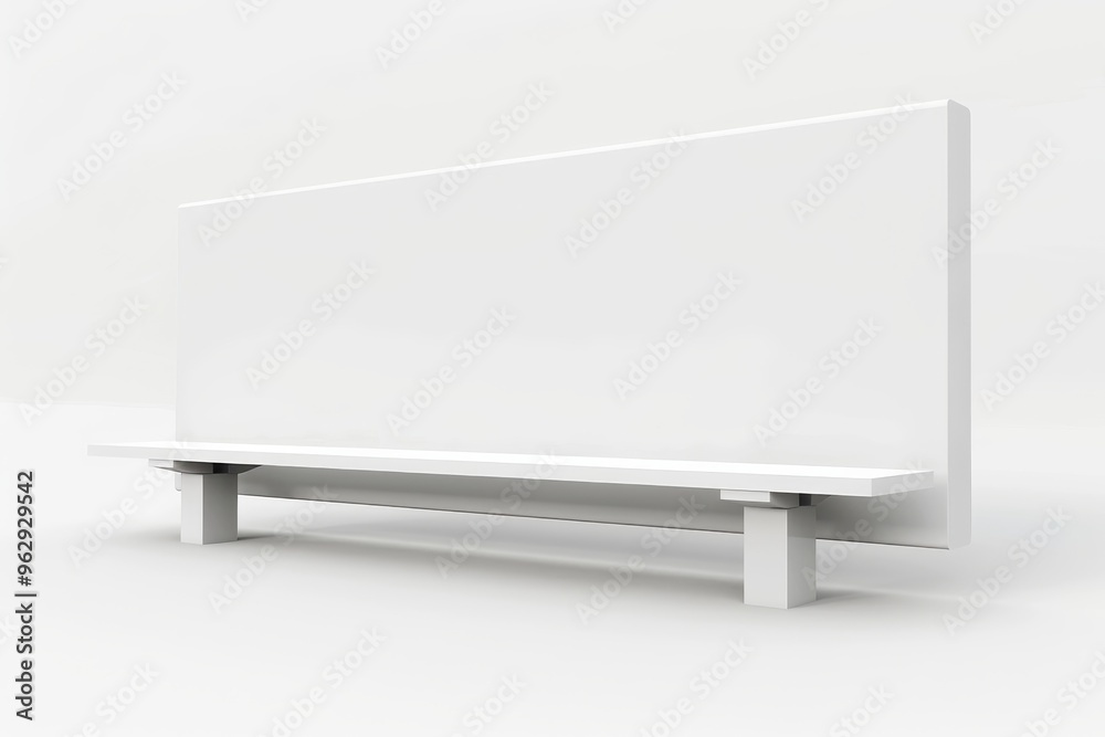 Blank White Billboard Mockup with Shelf for Branding and Advertising Blank White Billboard Mockup with Shelf for Branding and Advertising