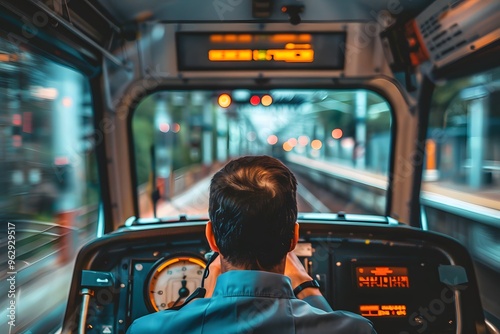  a train driver in uniform driving a steam locomotive,