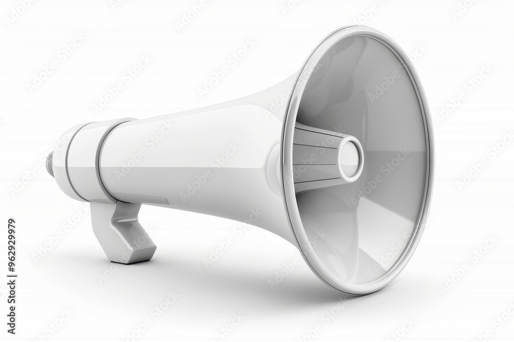 White Megaphone Isolated on White Background