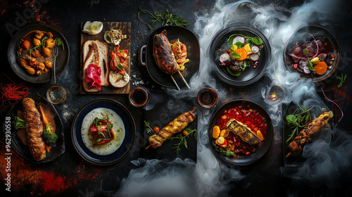 Contrasting food with dramatic, shifting lights