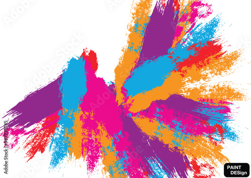 Abstract vector paint color splash background with textured strokes in blue,purple, red,pink, and yellow splatter brush. illustration vector design background