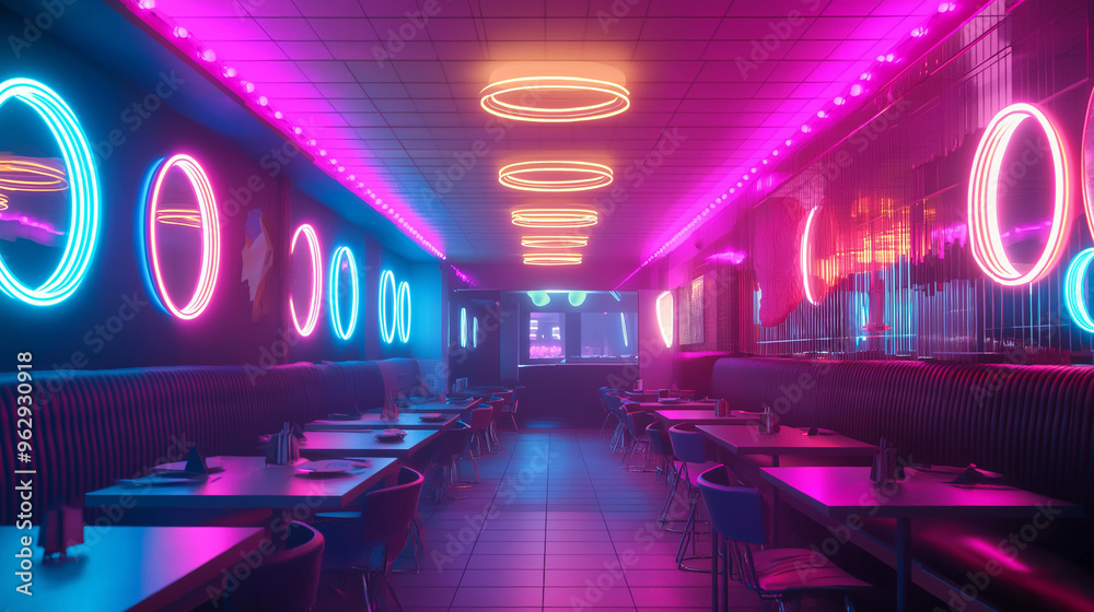 Contrasting food with neon lights and music video style Contrasting food with neon lights and music video style