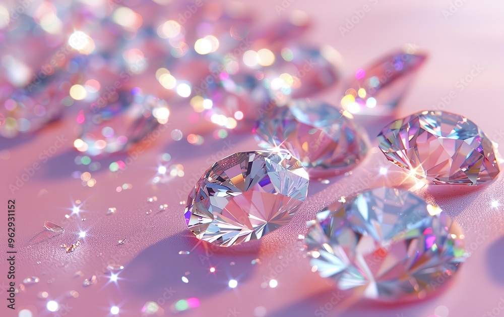 Sparkling Diamonds on Pink Surface Sparkling Diamonds on Pink Surface
