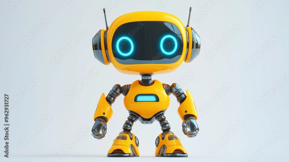 Funny cartoon robot personage isolated stock photo on white background Funny cartoon robot personage isolated stock photo on white background