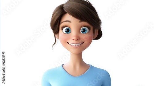 Beautiful and funny cartoon woman isolated photo on white background. Cartoon Woman