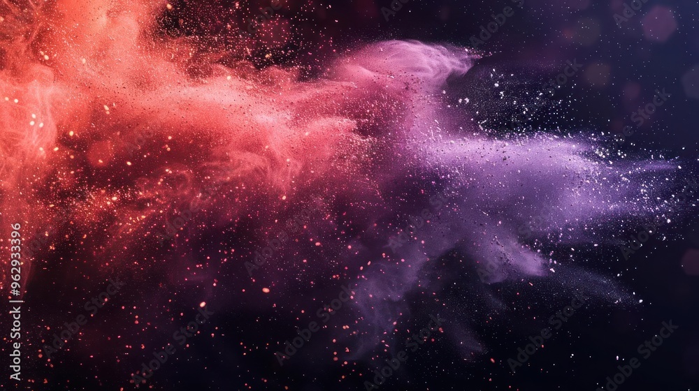 Fototapeta premium An artistic depiction of a cosmic explosion in vibrant, colorful hues against the backdrop of space.