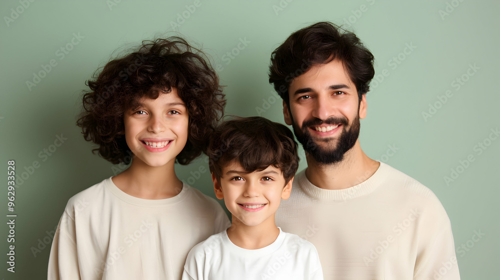 Obraz premium Man With His Father And Son Showing Muscles Col