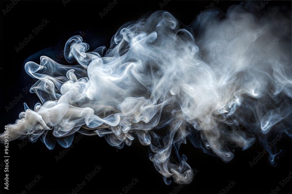 Dynamic swirls of white smoke in dark atmosphere captured in high definition macro shot Dynamic swirls of white smoke in dark atmosphere captured in high definition macro shot