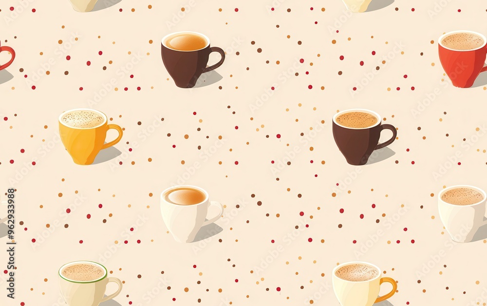 Obraz premium Colorful Coffee Cups Pattern