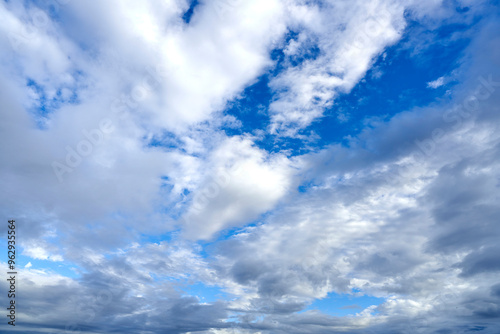 Cumulus cloud on the blue sky over Gwangokji Reservoir after rain near Siheung-si, South Korea photo