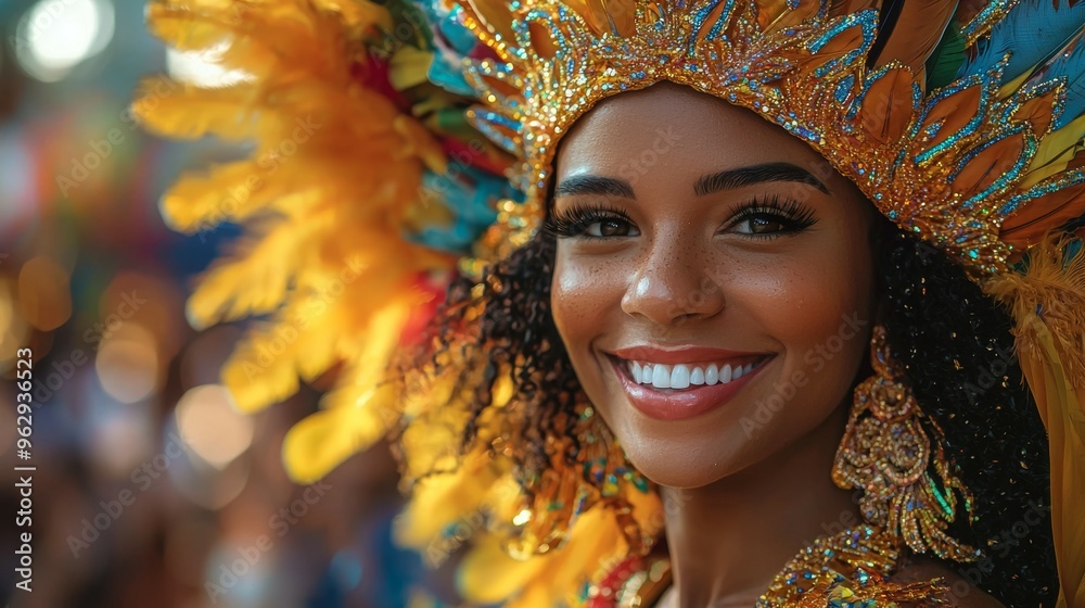 Fototapeta premium Beautiful Woman in Carnival Costume Smiling