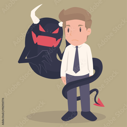 Businessman standing own evil shadow illustration Vector
