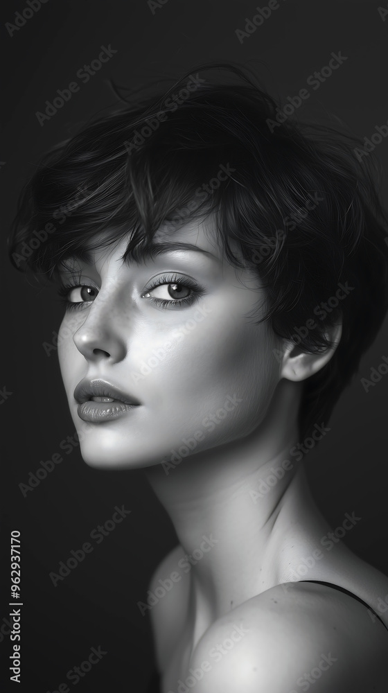 Dramatic Black and White Portrait of a Woman with Strong Expression Dramatic Black and White Portrait of a Woman with Strong Expression