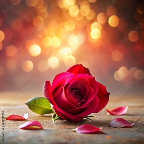 red rose and petals