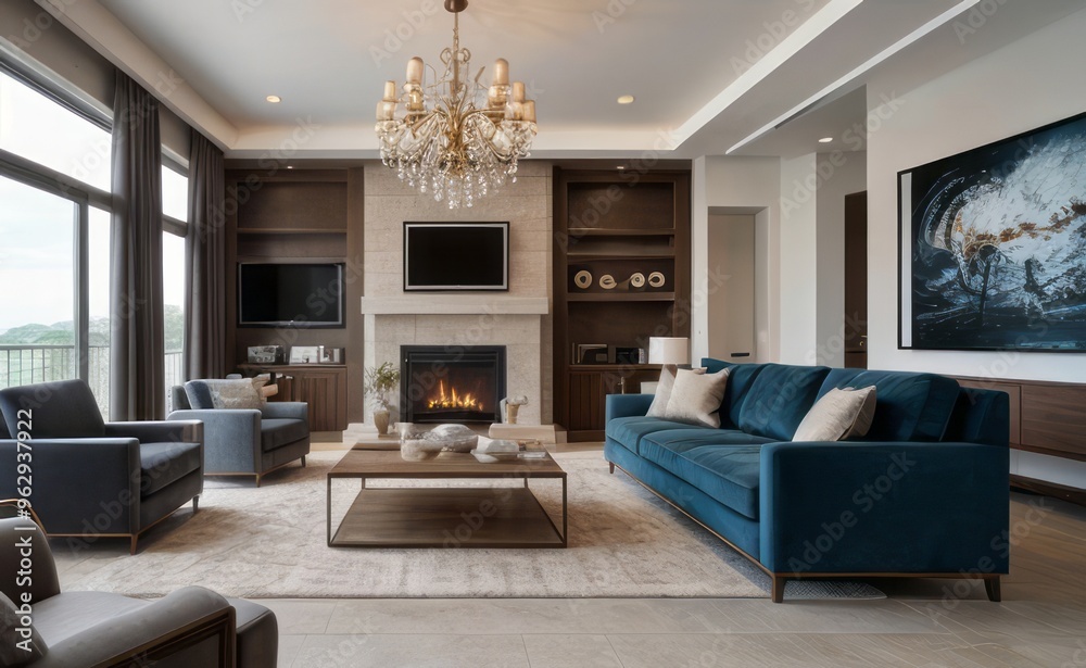 Fototapeta premium Modern luxury living room interior design