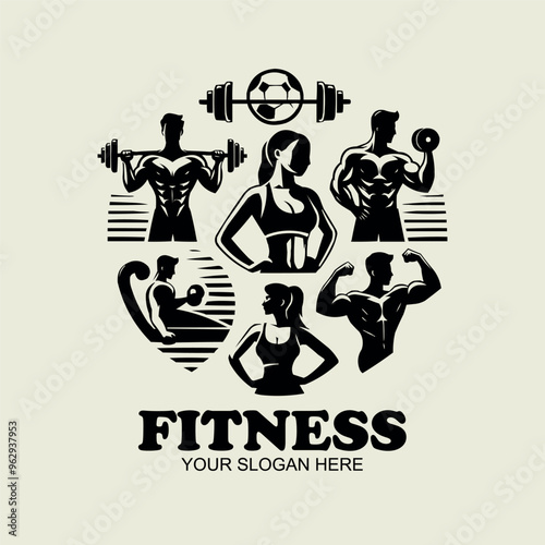 Fitness Center logo. Sport and fitness logo Design