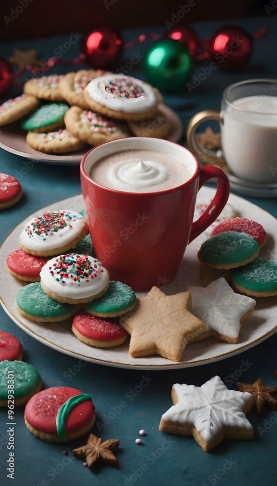 Festive Christmas Cookies and Hot Cocoa: A Delightful Holiday Treat Display Festive Christmas Cookies and Hot Cocoa: A Delightful Holiday Treat Display