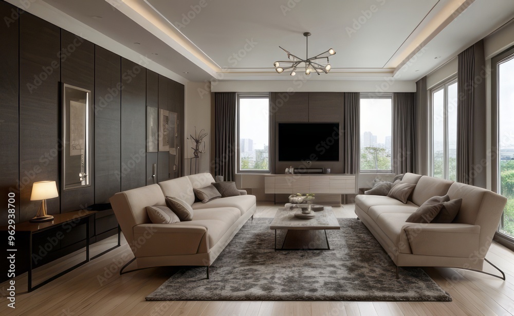 Fototapeta premium Modern luxury living room interior design