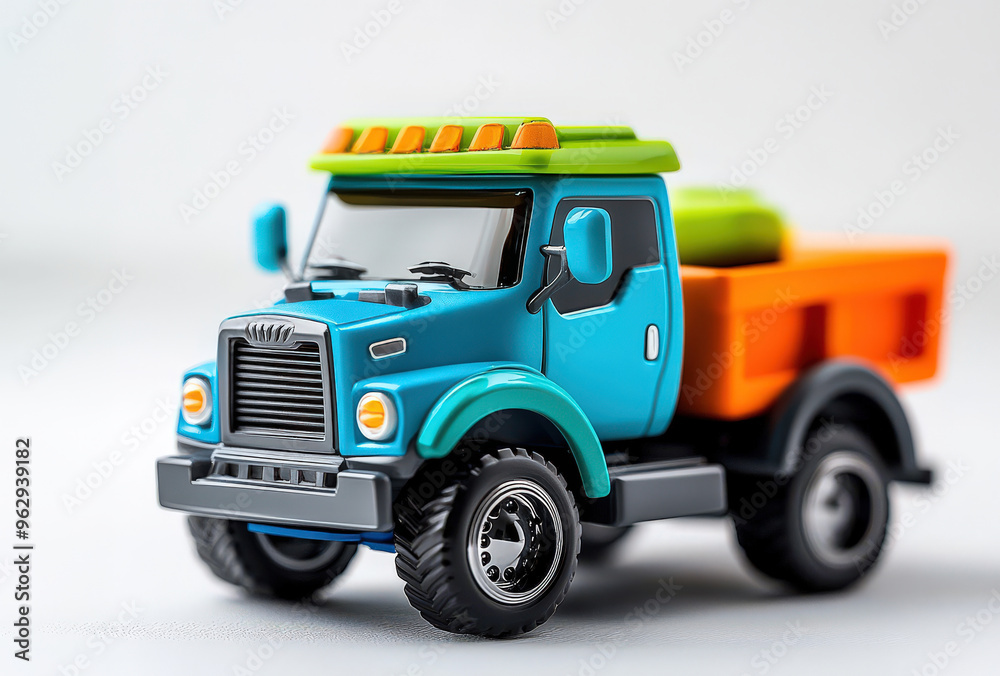 Toy Dump Truck with Blue Cab and Orange Bed Toy Dump Truck with Blue Cab and Orange Bed