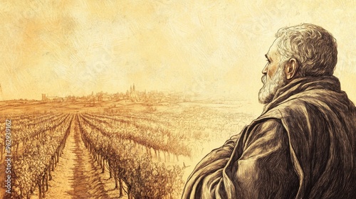 Biblical Illustration: Vineyard Owner's Sorrow Over Wasteland, Symbolizing God’s Grief Over Israel’s Failures photo