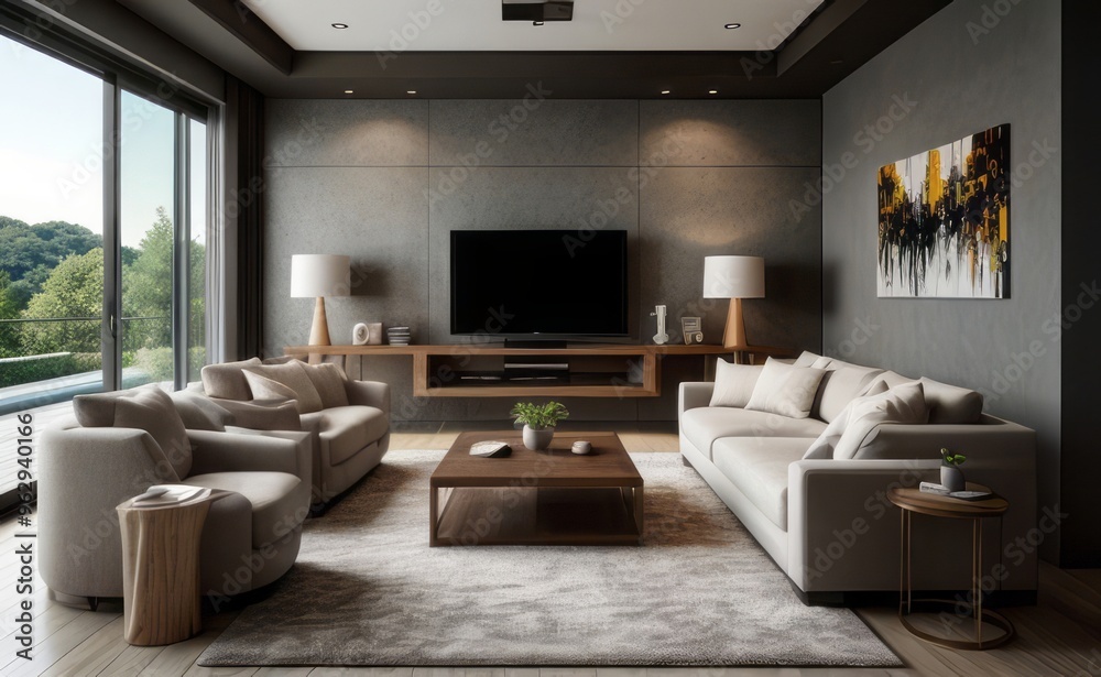 Fototapeta premium Modern luxury living room interior design